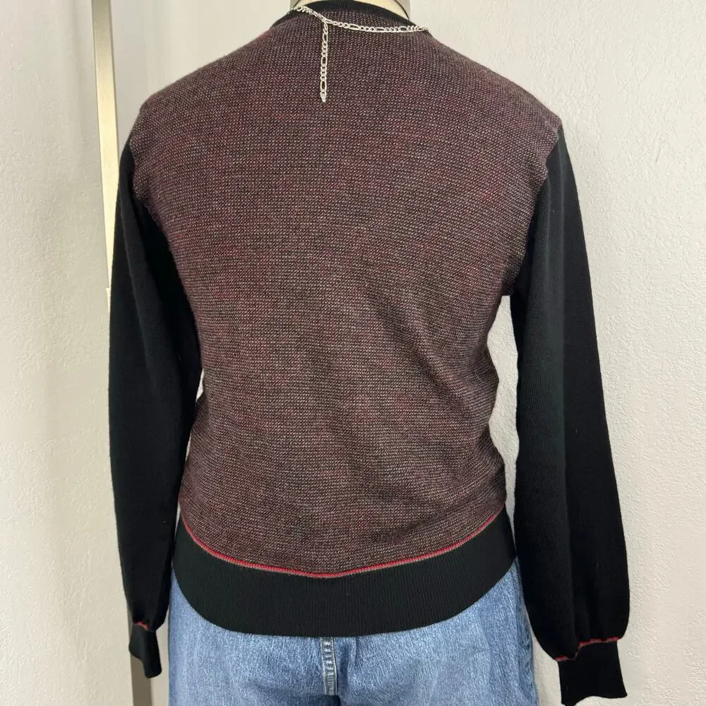 Vintage St. Croix V-Neck Wool Sweater Red Black Size Large